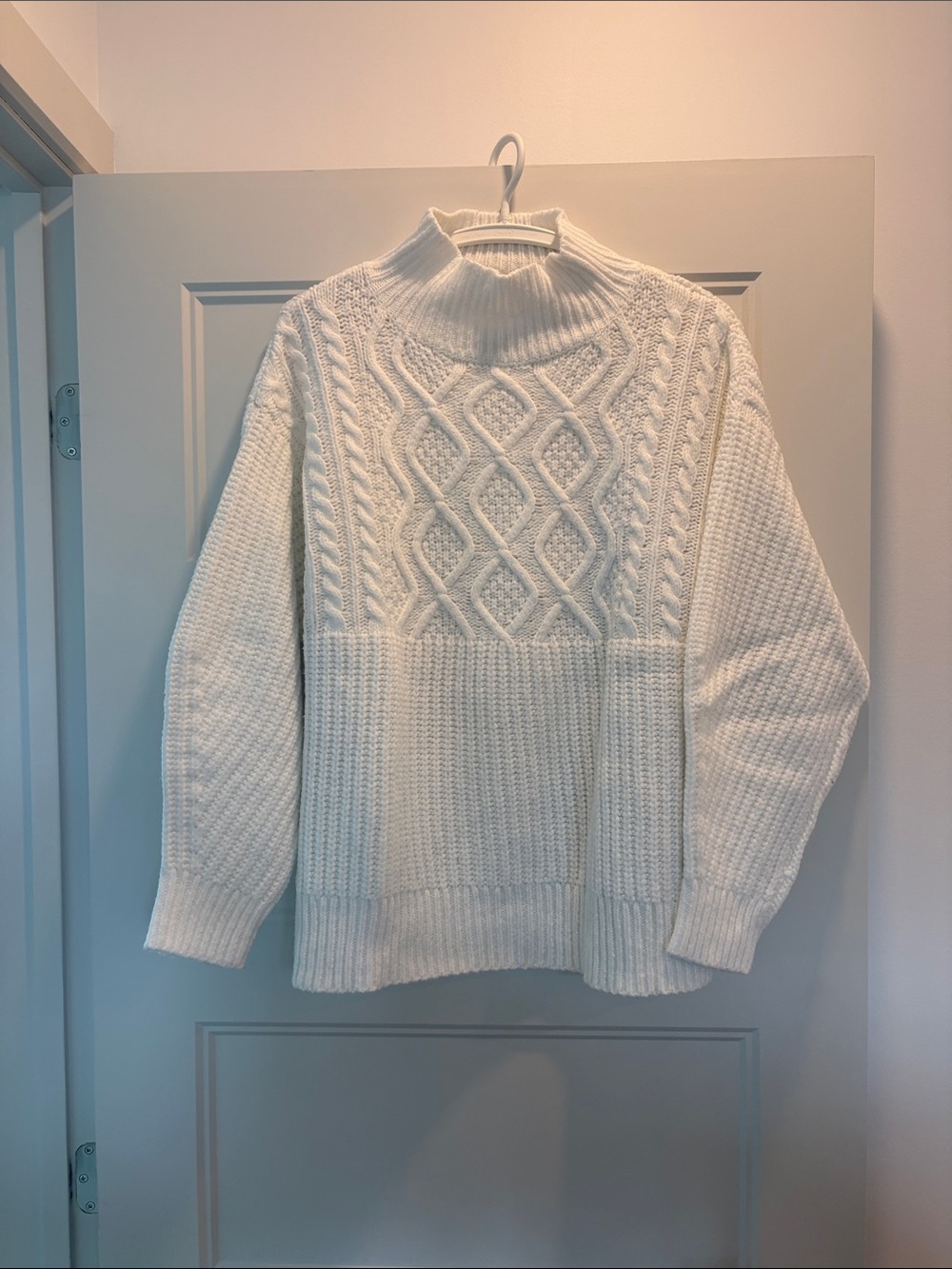 a new day White Cable Knit Turtleneck Sweater